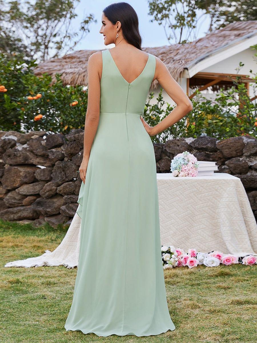 bridesmaid dresses for broad shoulders Ever-Pretty V-Neck High-Low Ruffles New Arrival with Waist Pleating Avon Mini Dress Sleeveless Back US SIZE:14 VI0010