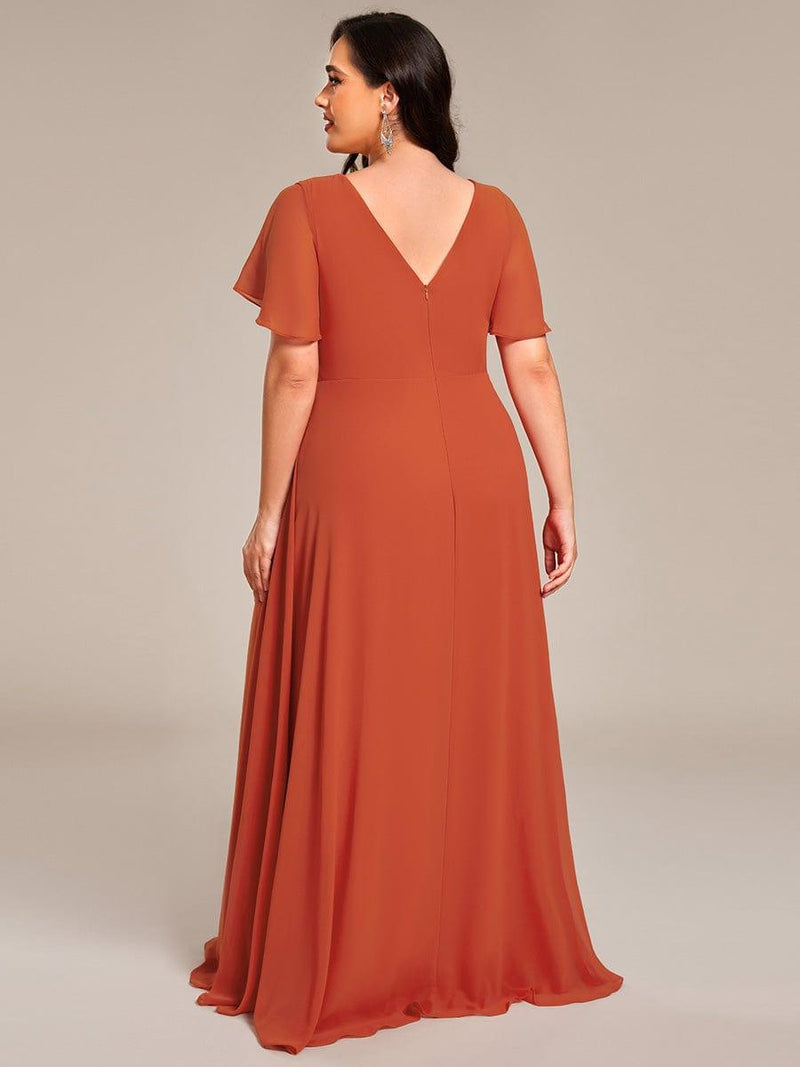 Short Chiffon Bridesmaid Dress with V Neck Mist Plus Size