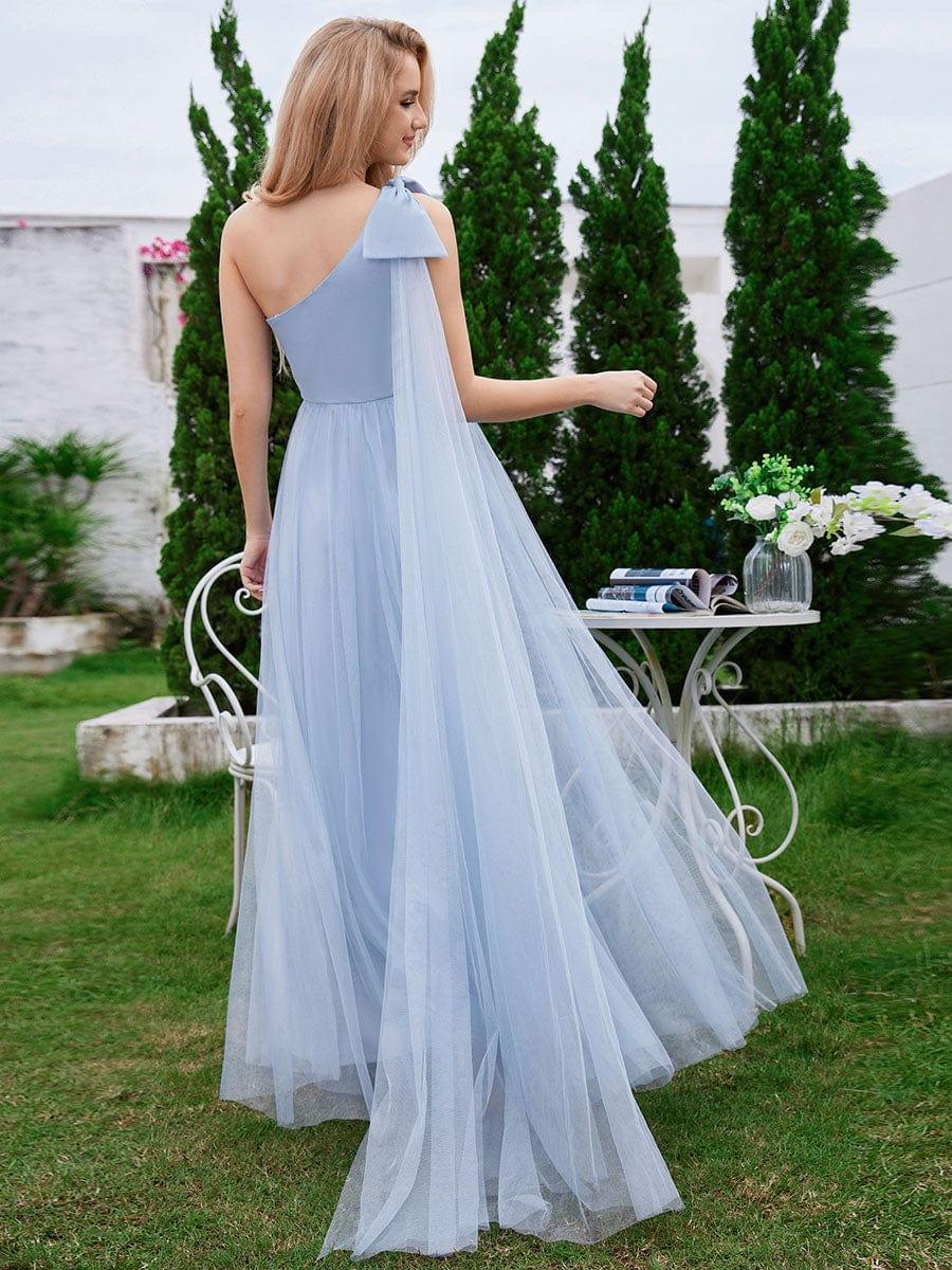 blue tulle bridesmaid dress Empire Waist One Shoulder Bowknot A-Line Disney Princess Litehouse Dressing & Dip, Size:M(S) Our bridesmaid dresses are