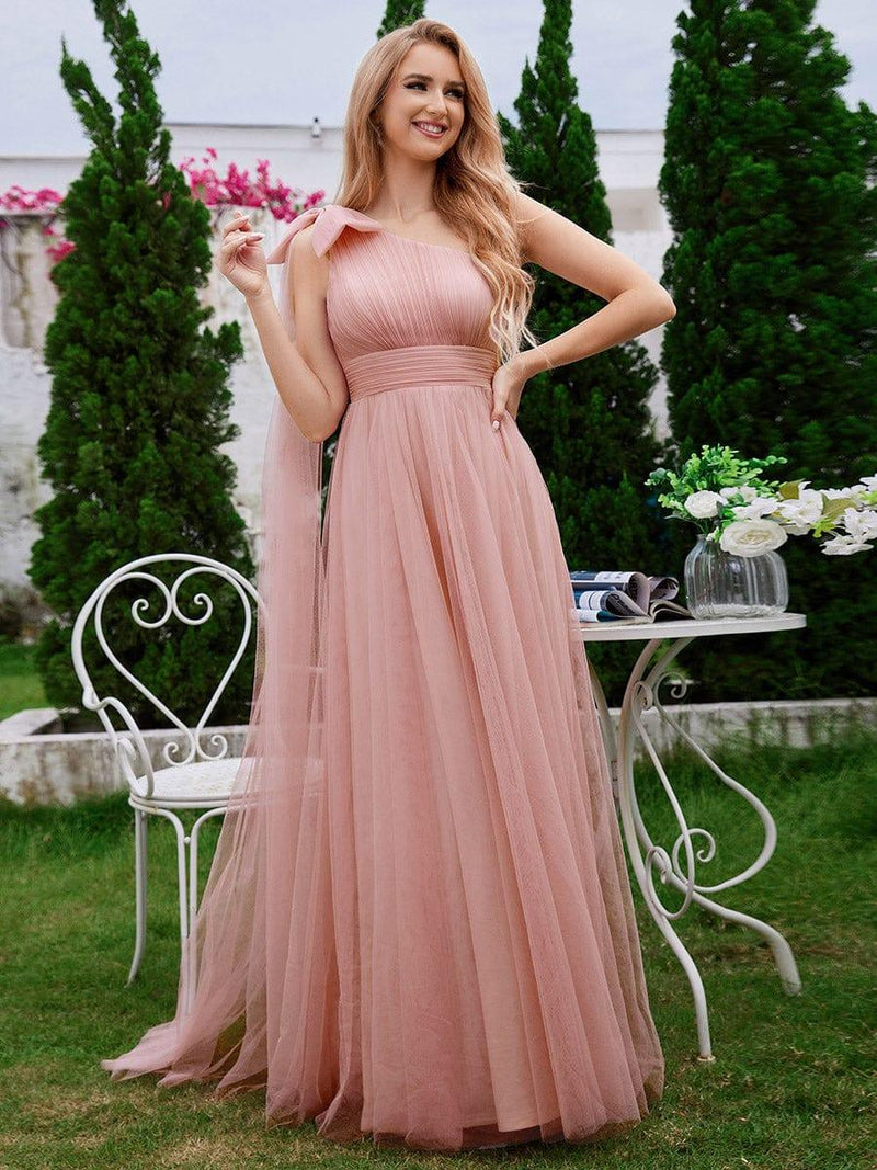 Empire Sleeveless Bridesmaid Gown with Bowknot Mint Green main image 1