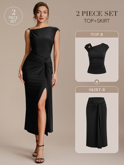 Knot Detail Knit Bodycon Skirts