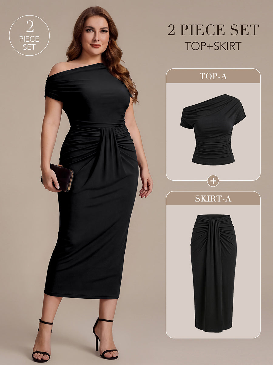 Knit Off-the-shoulder Sleeve Off The Shoulder Tops #color_Black