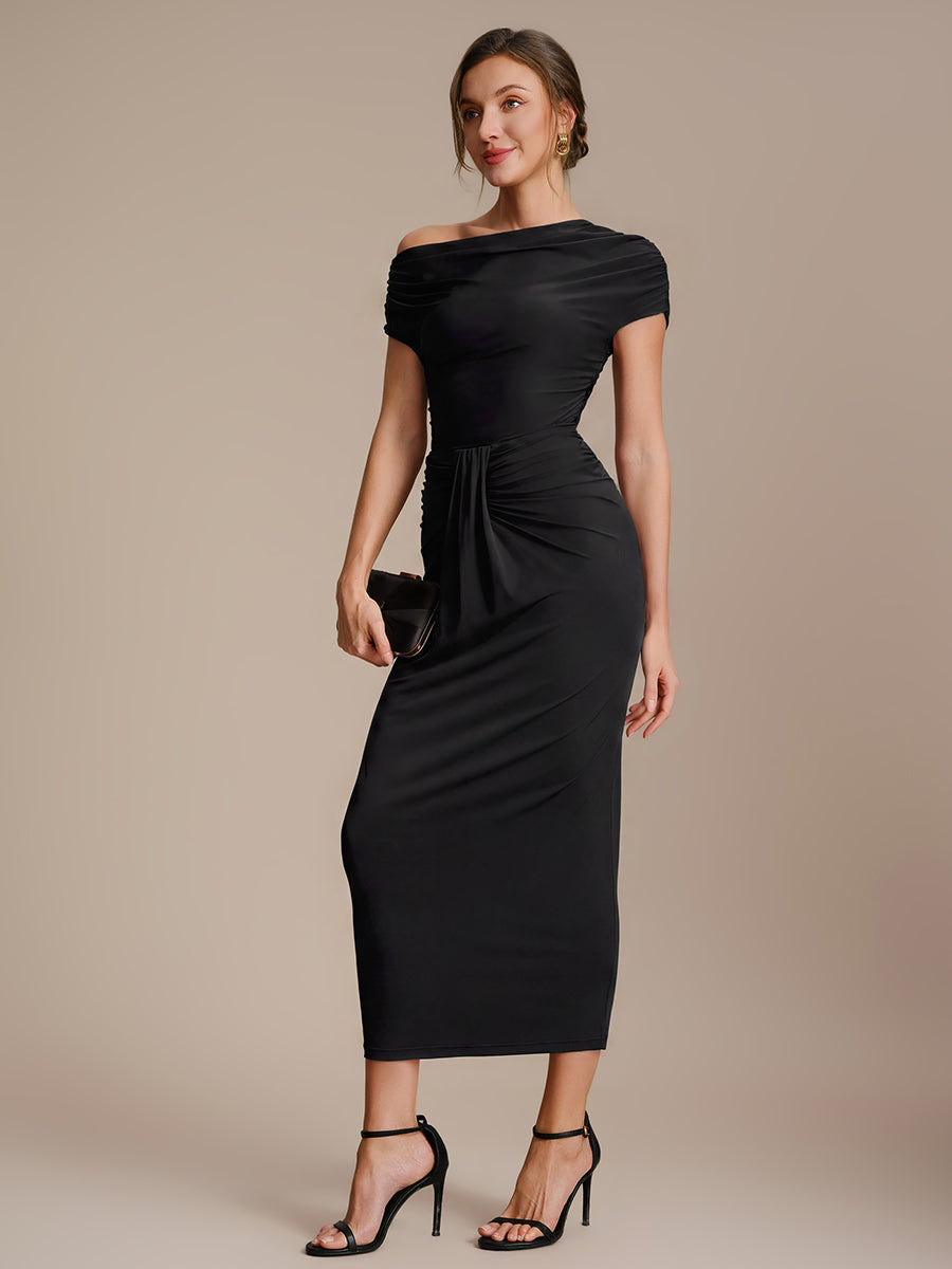 Knit Off-the-shoulder Sleeve Off The Shoulder Tops #color_Black