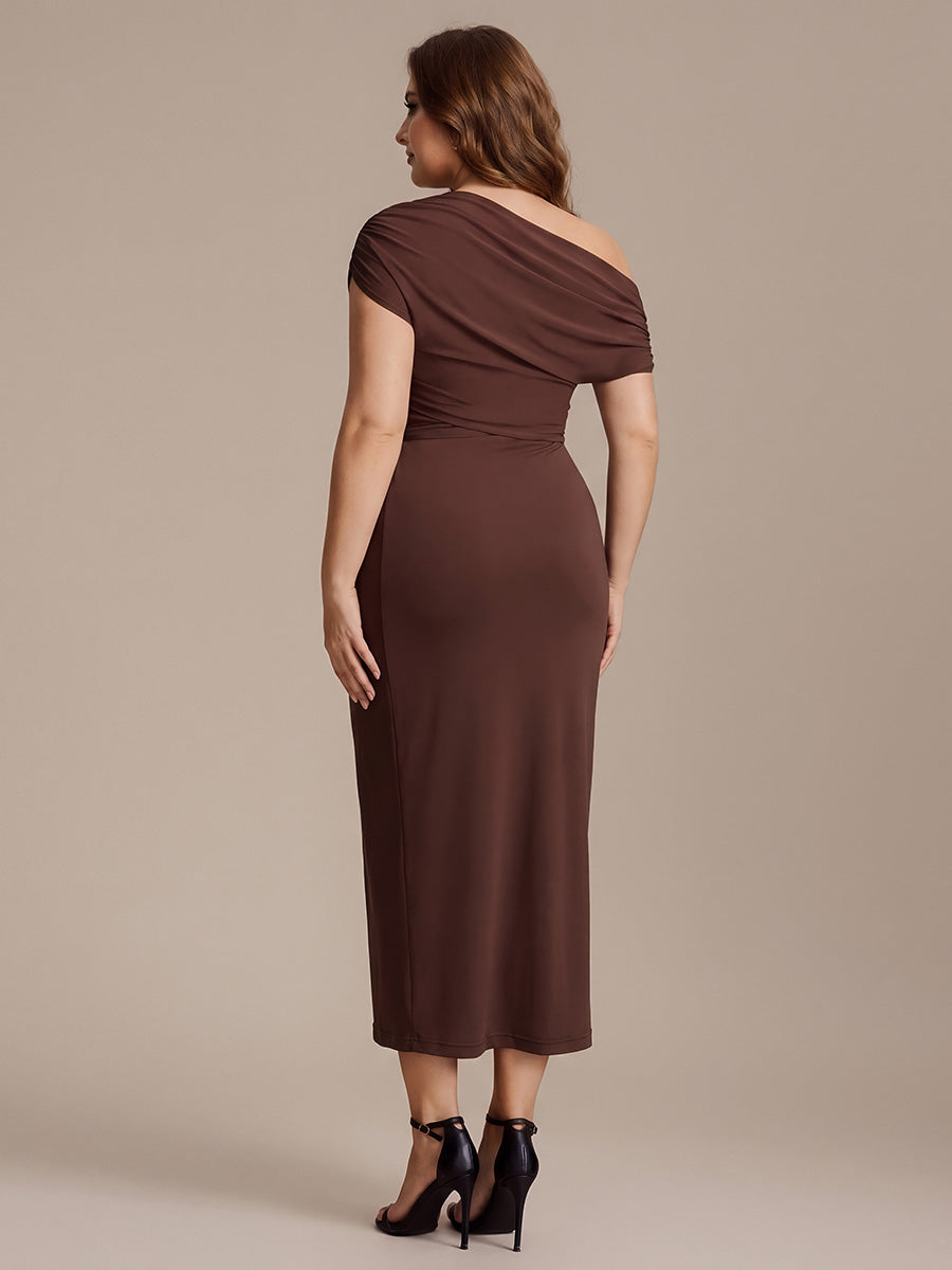 Knit Off-the-shoulder Sleeve Off The Shoulder Tops #color_Chocolate Brown