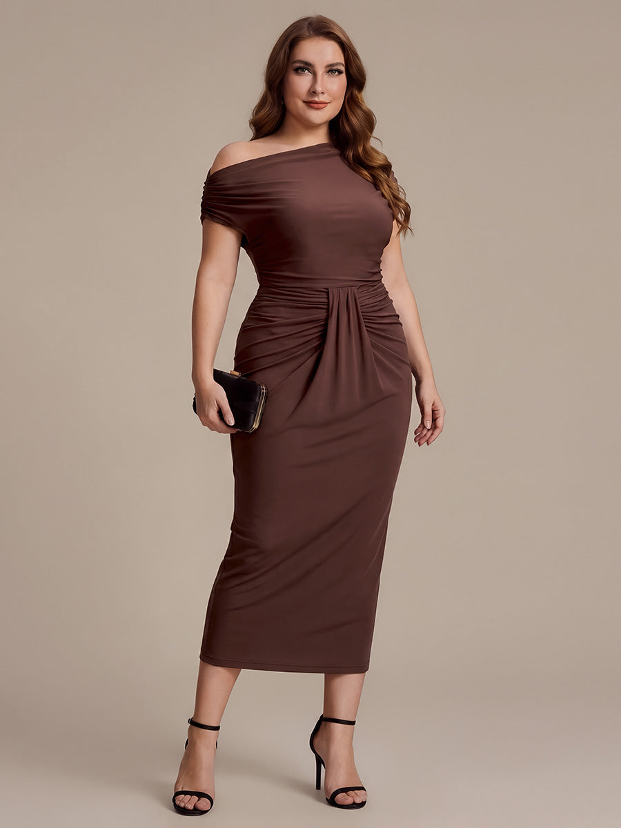 Knit Off-the-shoulder Sleeve Off The Shoulder Tops #color_Chocolate Brown
