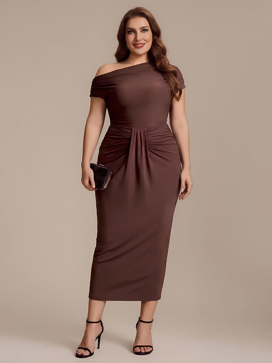 Knit Off-the-shoulder Sleeve Off The Shoulder Tops #color_Chocolate Brown