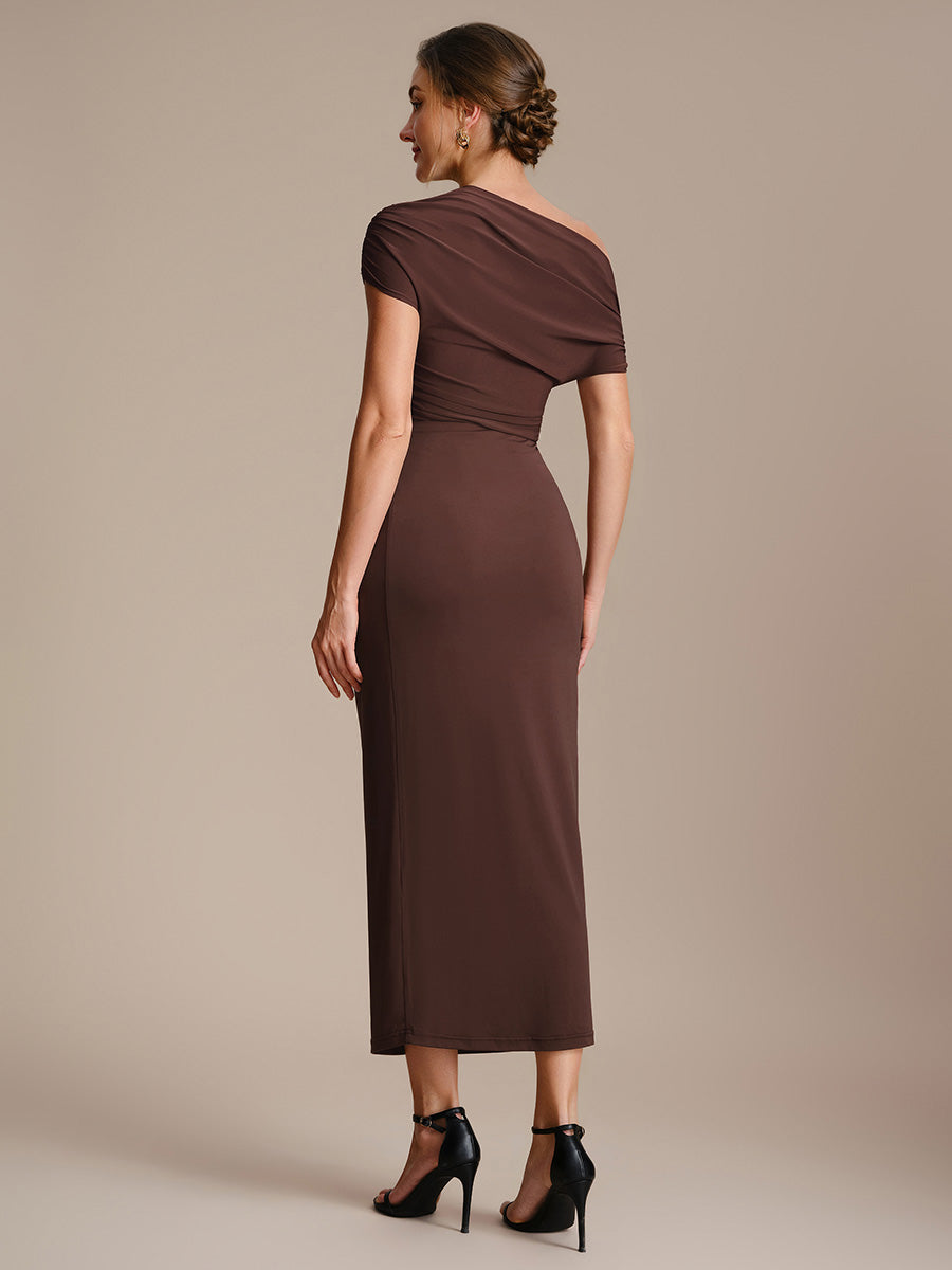 Knit Off-the-shoulder Sleeve Off The Shoulder Tops #color_Chocolate Brown