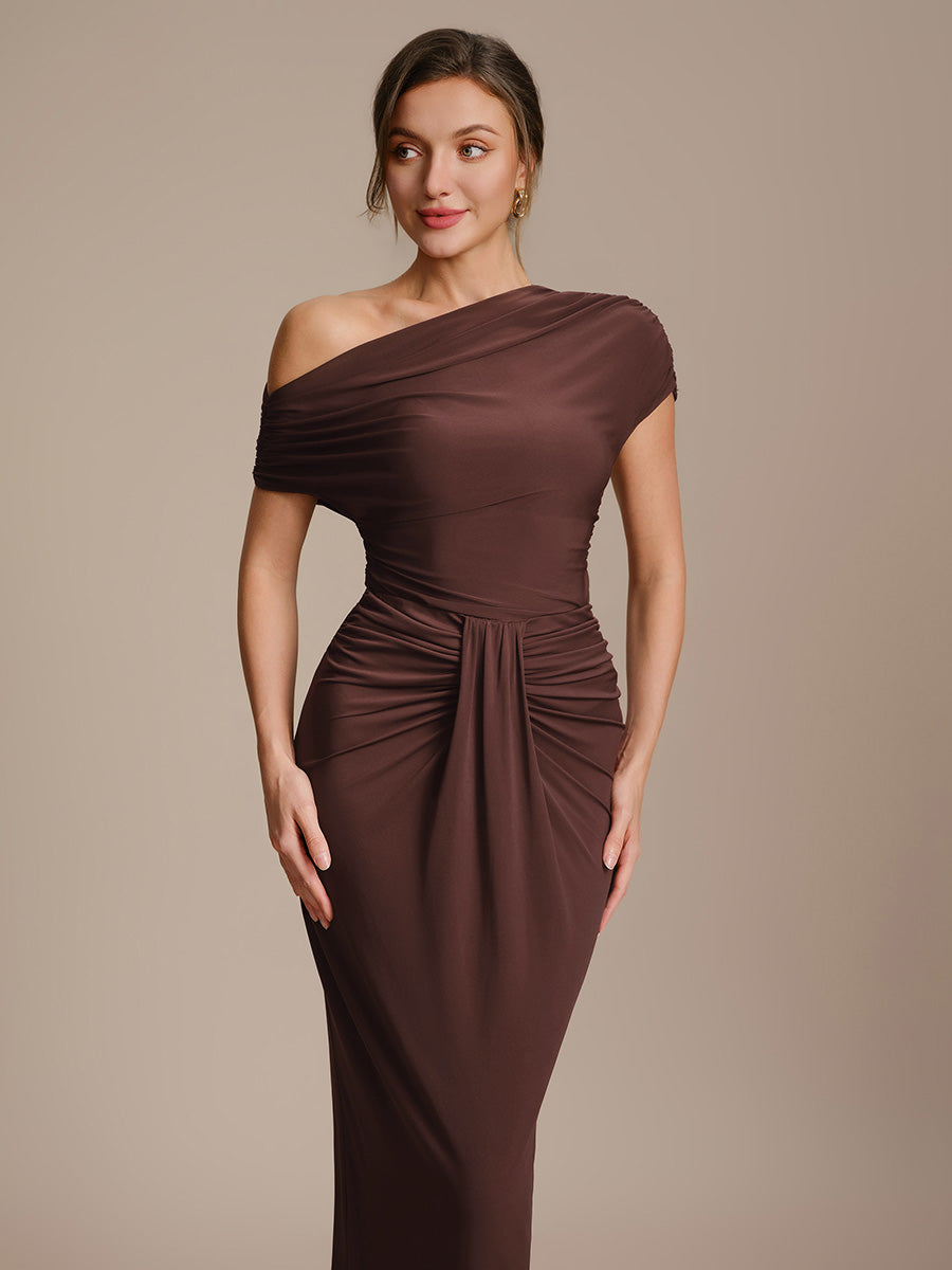 Knit Off-the-shoulder Sleeve Off The Shoulder Tops #color_Chocolate Brown