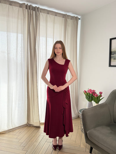 ever NORA|Ruffled Knit Cap Sleeve High Stretch Evening Dress