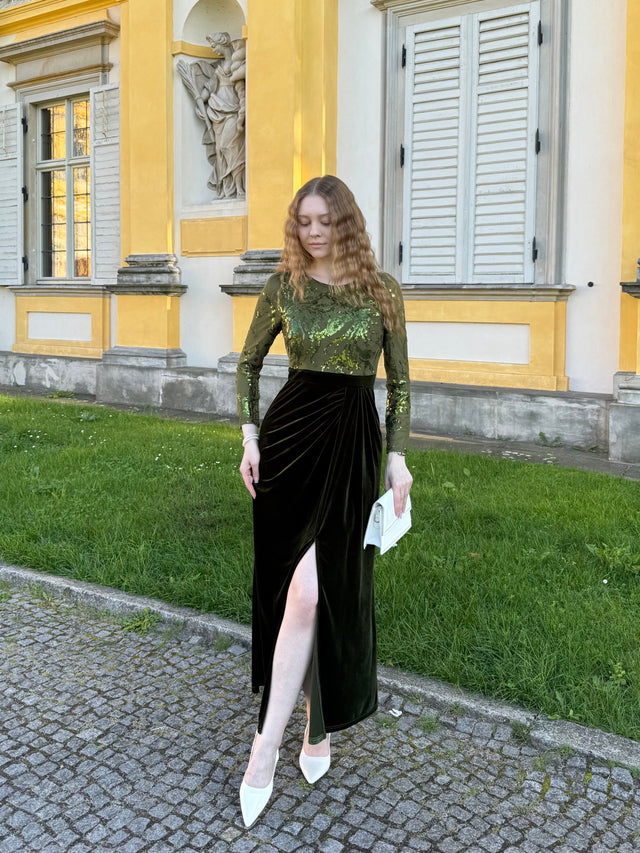 See-through Velvet Fitted Sleeve Evening Dress Fan Photos 1
