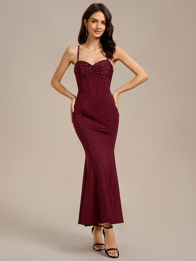 Beaded Mermaid Maxi Formal Dress #color_Burgundy