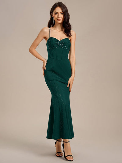 Beaded Mermaid Maxi Formal Dress #color_Dark Green
