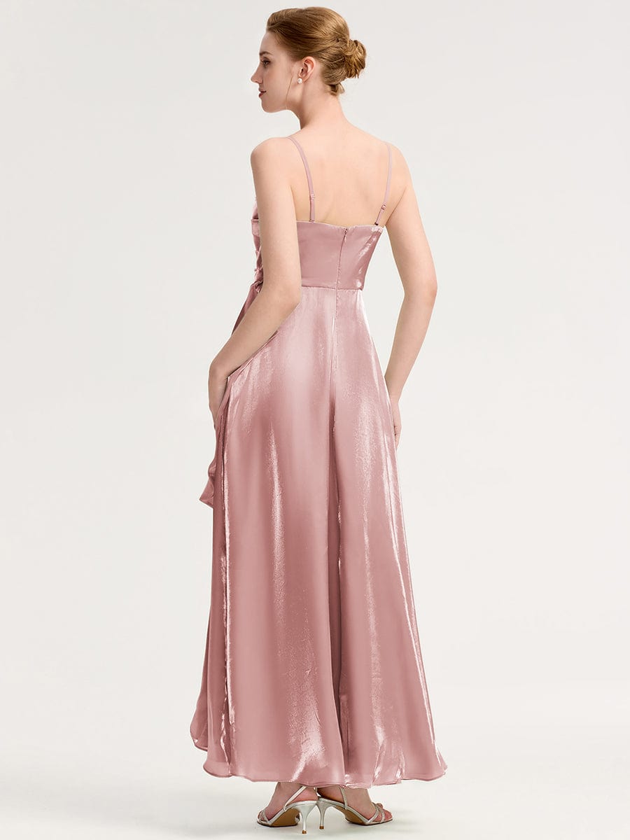Slit Satin Sleeveless Evening Dresses #color_Dusty Rose