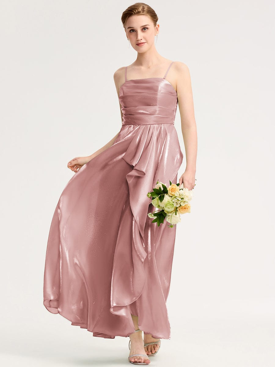 Slit Satin Sleeveless Evening Dresses #color_Dusty Rose