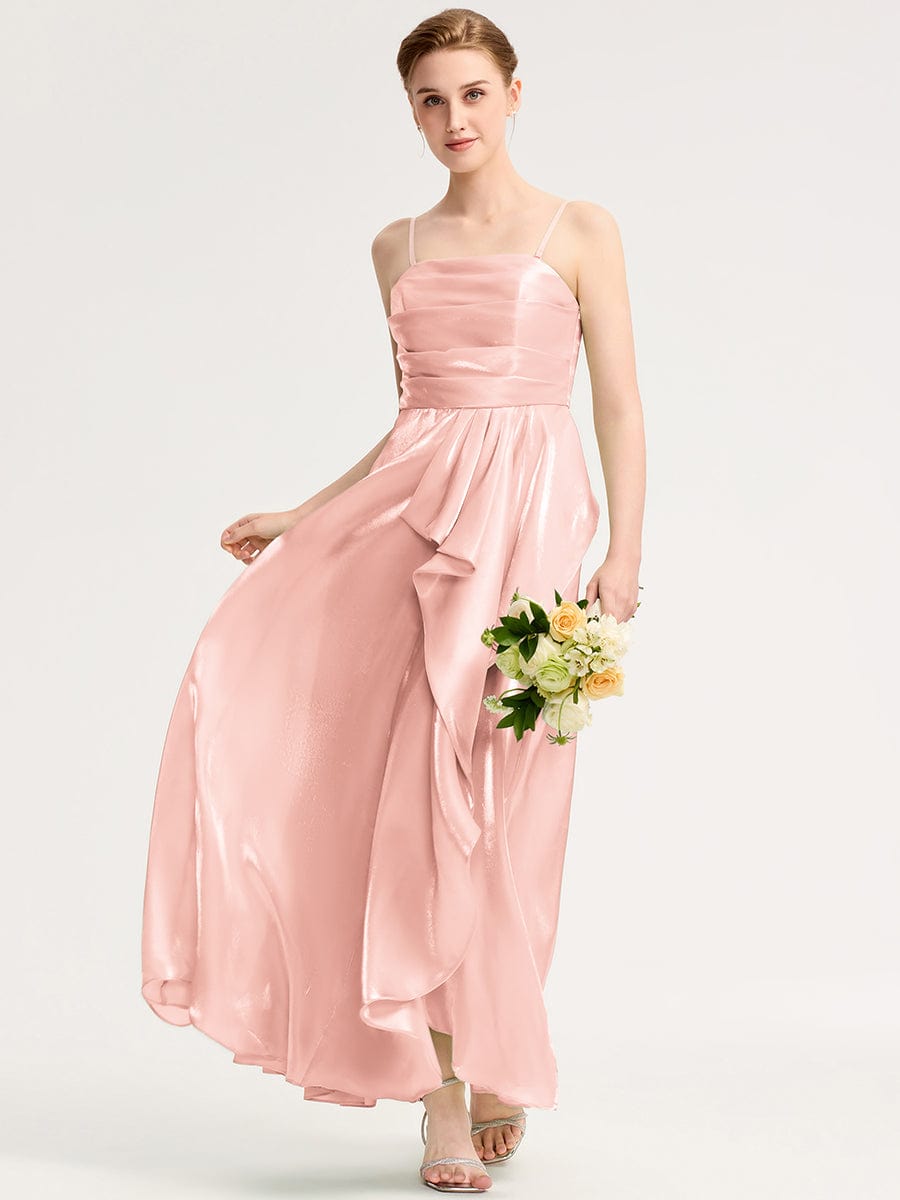 Slit Satin Sleeveless Evening Dresses #color_Pink