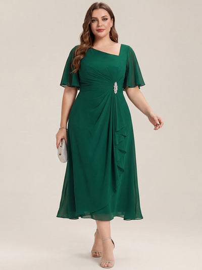 pretty LILOU| Plus Size Chiffon Ruffle Sleeve Formal Dress