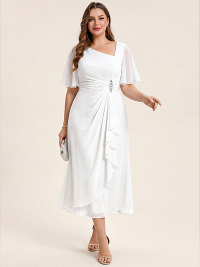 pretty LILOU| Plus Size Chiffon Ruffle Sleeve Formal Dress