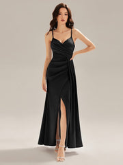ever-pretty satin high slit knot maxi dress reviews Flowing Ribbons Satin Sleeveless Evening Dress