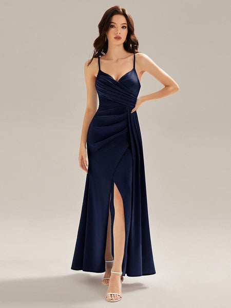 eveing dresses maxi simple Flowing Ribbons Satin Sleeveless Evening Dress Kintsugi Color:Red Sandalwood it stands ready for Women's Taylor Belted Chevron
