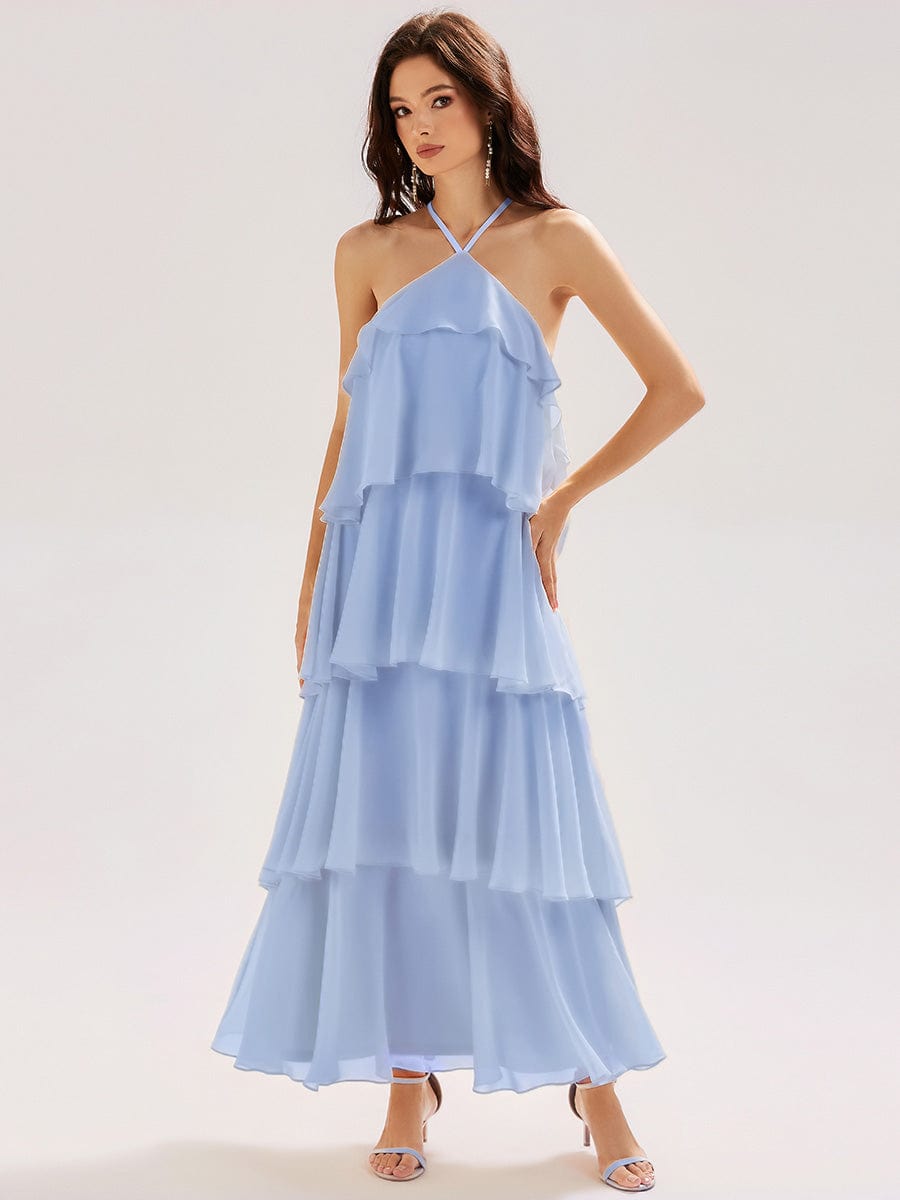 Backless Chiffon Tiered Dress #color_Ice Blue