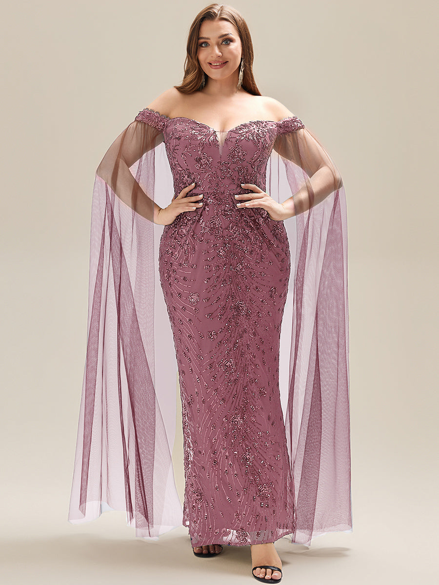 Flowing Ribbons Sequin Sleeveless Evening Dress