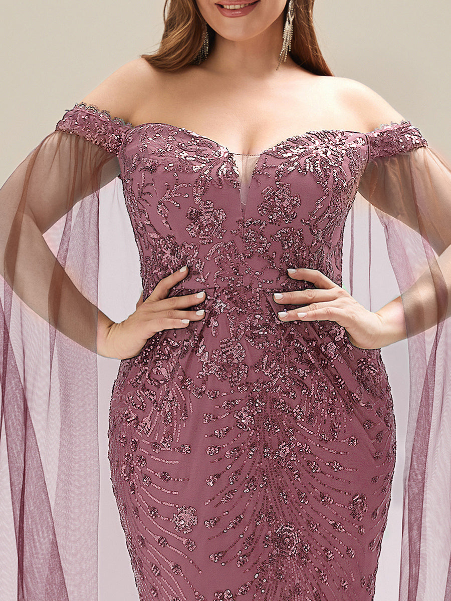 Flowing Ribbons Sequin Sleeveless Evening Dress
