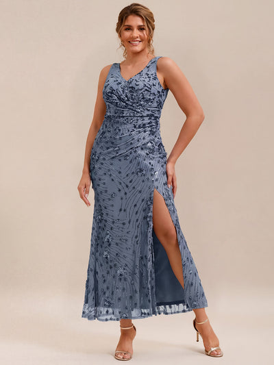 pretty JUNIPER|Plus Size Bodycon Sequin Slit Wedding Guest Dress