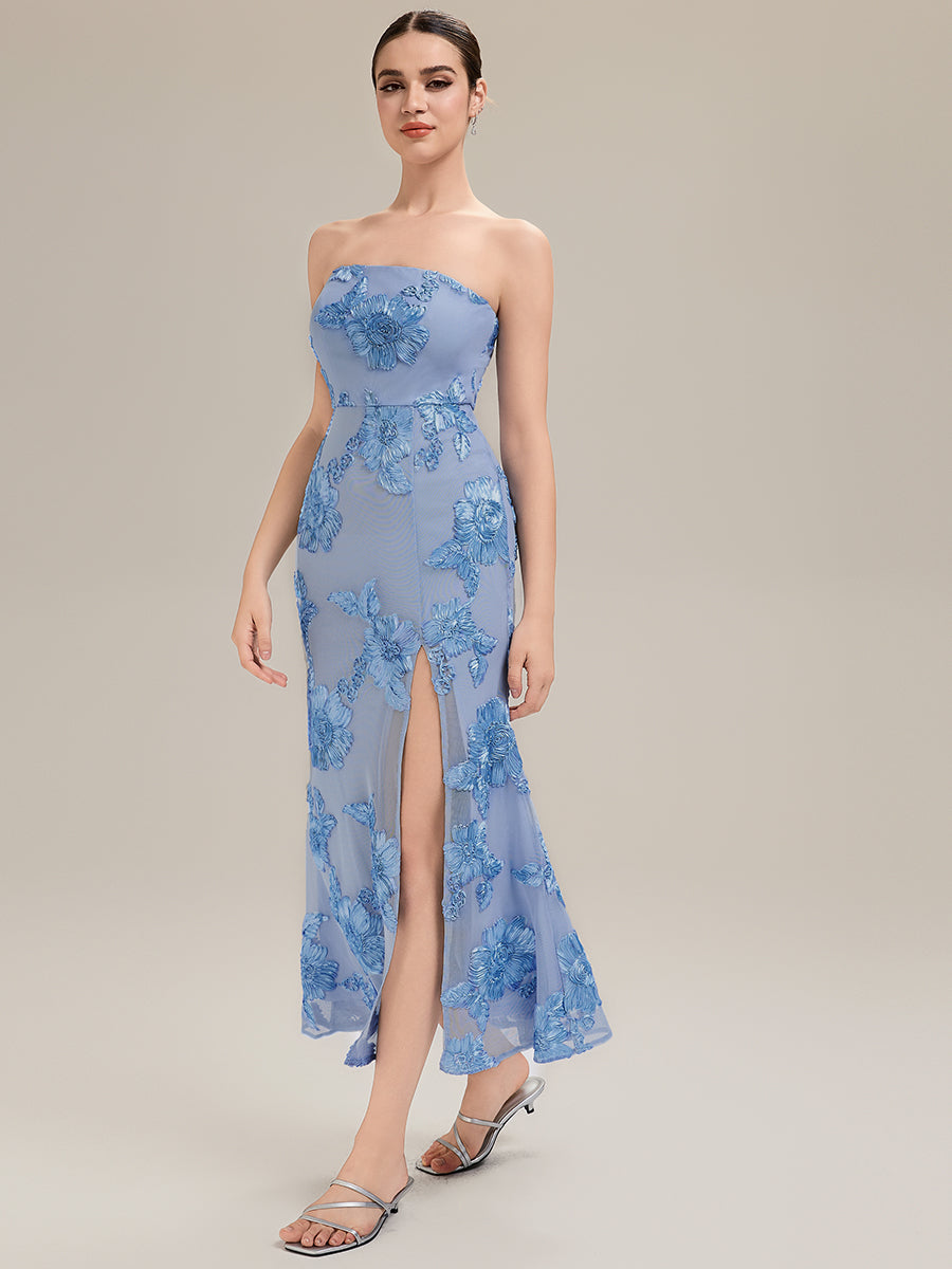Thigh-High Slit Mesh Sleeveless Evening Dress #color_Ice Blue