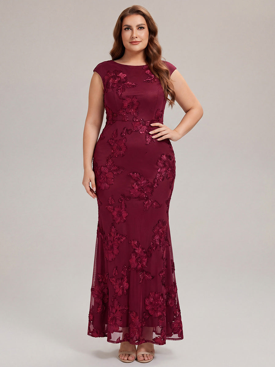 Jacquard bodycon Mermaid Evening Dress #color_Burgundy