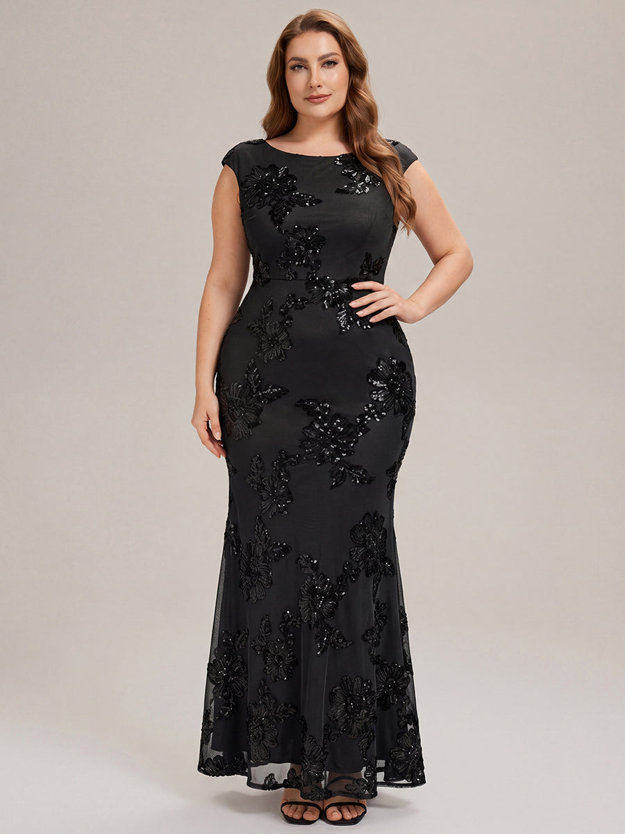 Jacquard bodycon Mermaid Evening Dress #color_Black