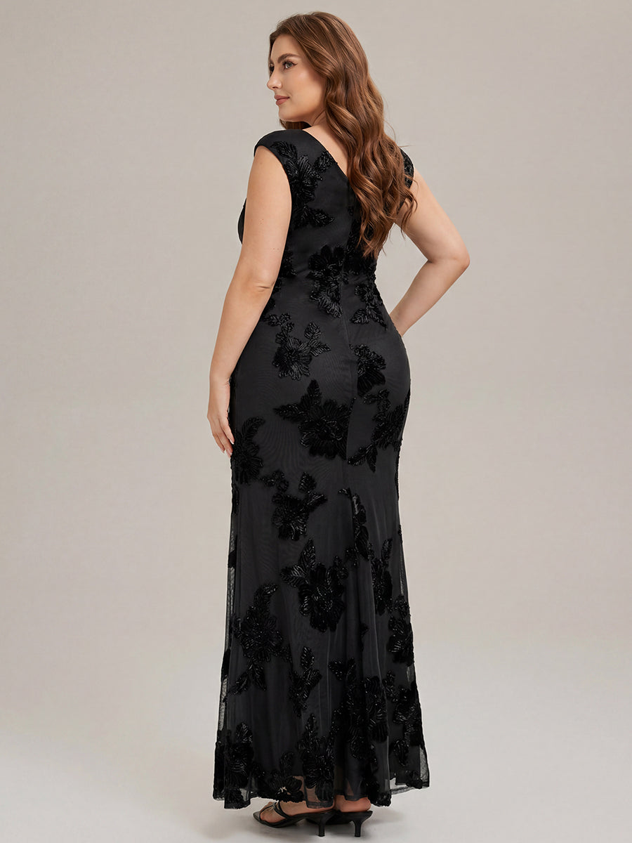 Jacquard bodycon Mermaid Evening Dress #color_Black
