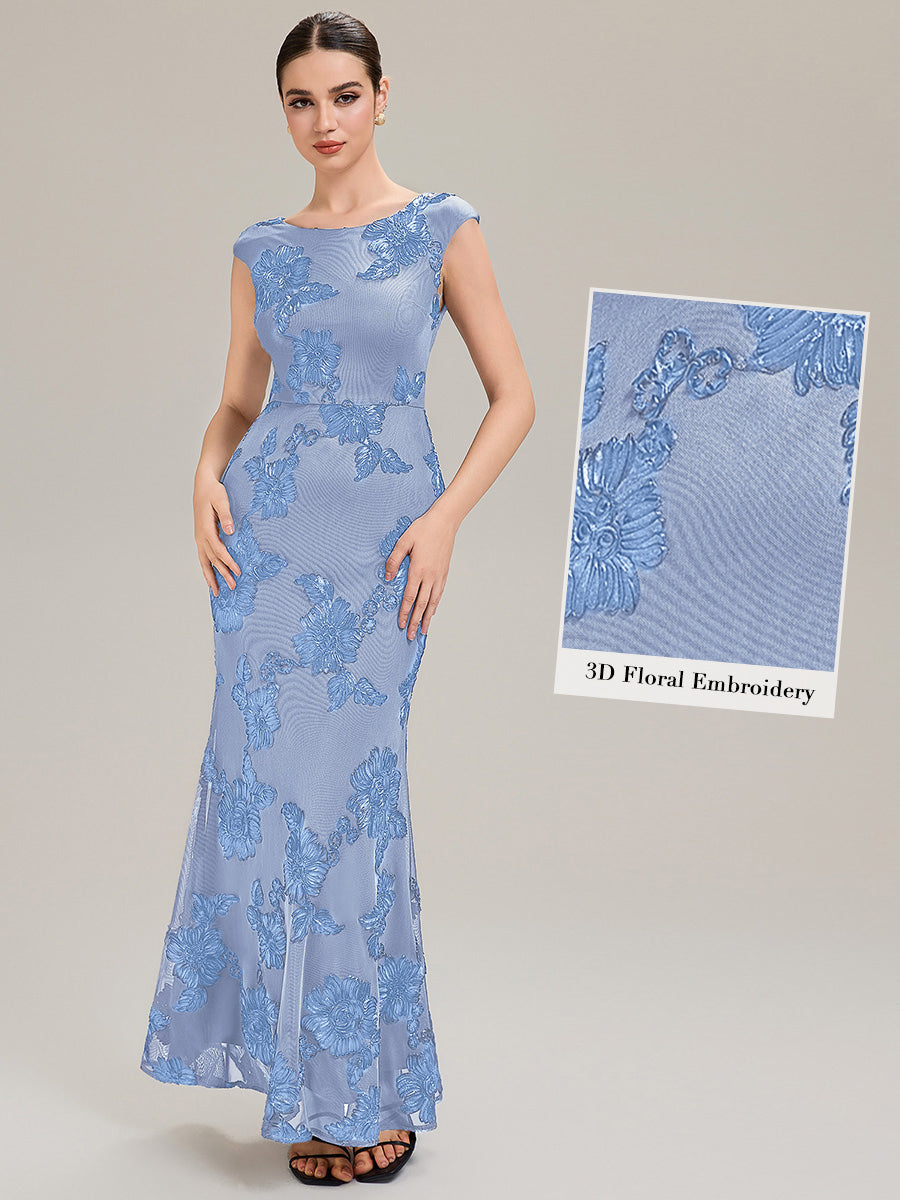 Jacquard bodycon Mermaid Evening Dress #color_Ice Blue