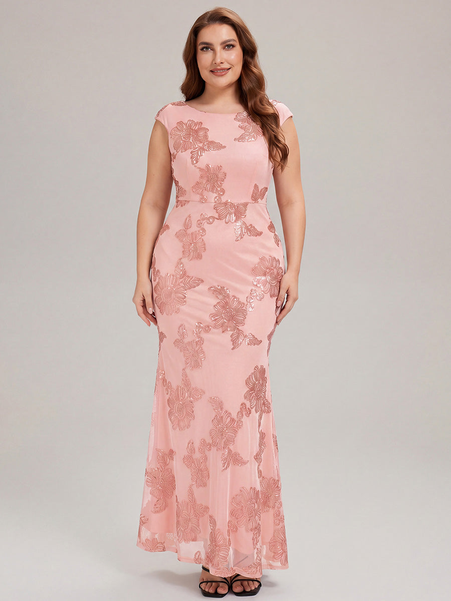 Jacquard bodycon Mermaid Evening Dress #color_Pink