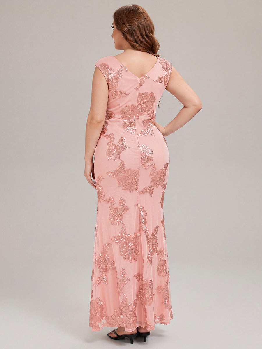 Jacquard bodycon Mermaid Evening Dress #color_Pink