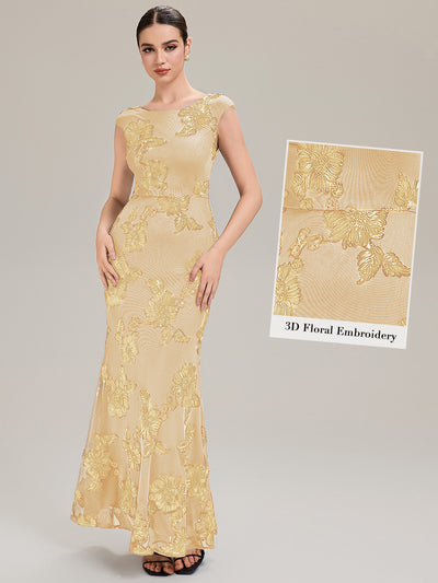 Jacquard bodycon Mermaid Evening Dress #color_Yellow
