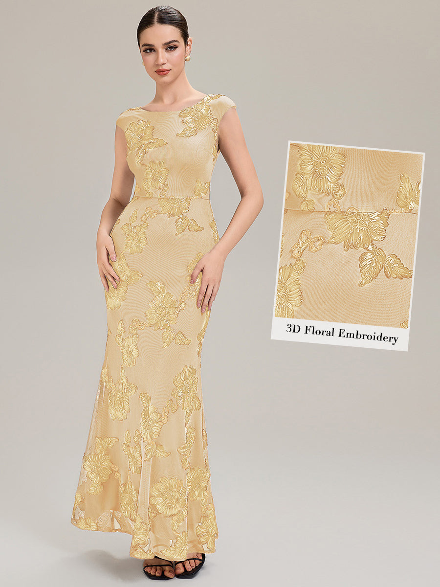 Jacquard bodycon Mermaid Evening Dress #color_Yellow