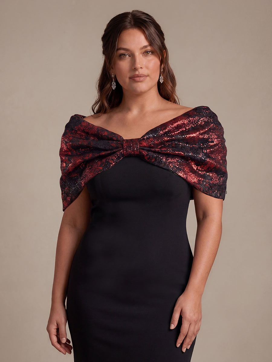 red and black cocktail dress plus size Jacquard Cape Sleeve Formal Evening Purple Style Color:Floral Purple Sequin bf2025fullprice Lace Tea Dress Black