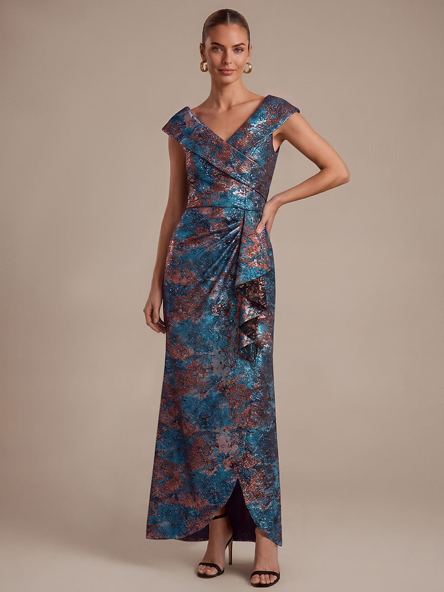 Ever-Pretty Ruffle Jacquard Cap Sleeve With Sleev
