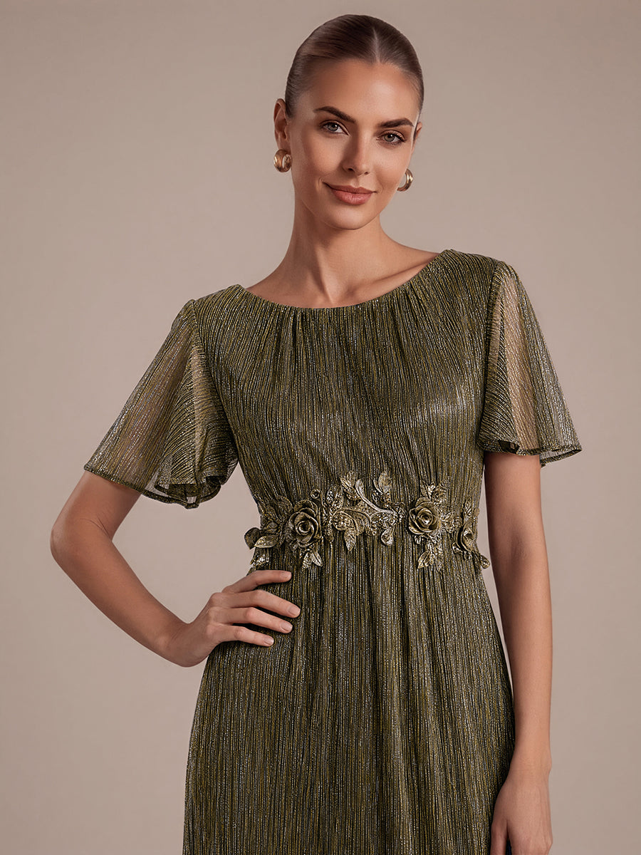 Ever-Pretty Ruffle Tulle Cap Sleeve Fall Formal Wedding Guest Dress
