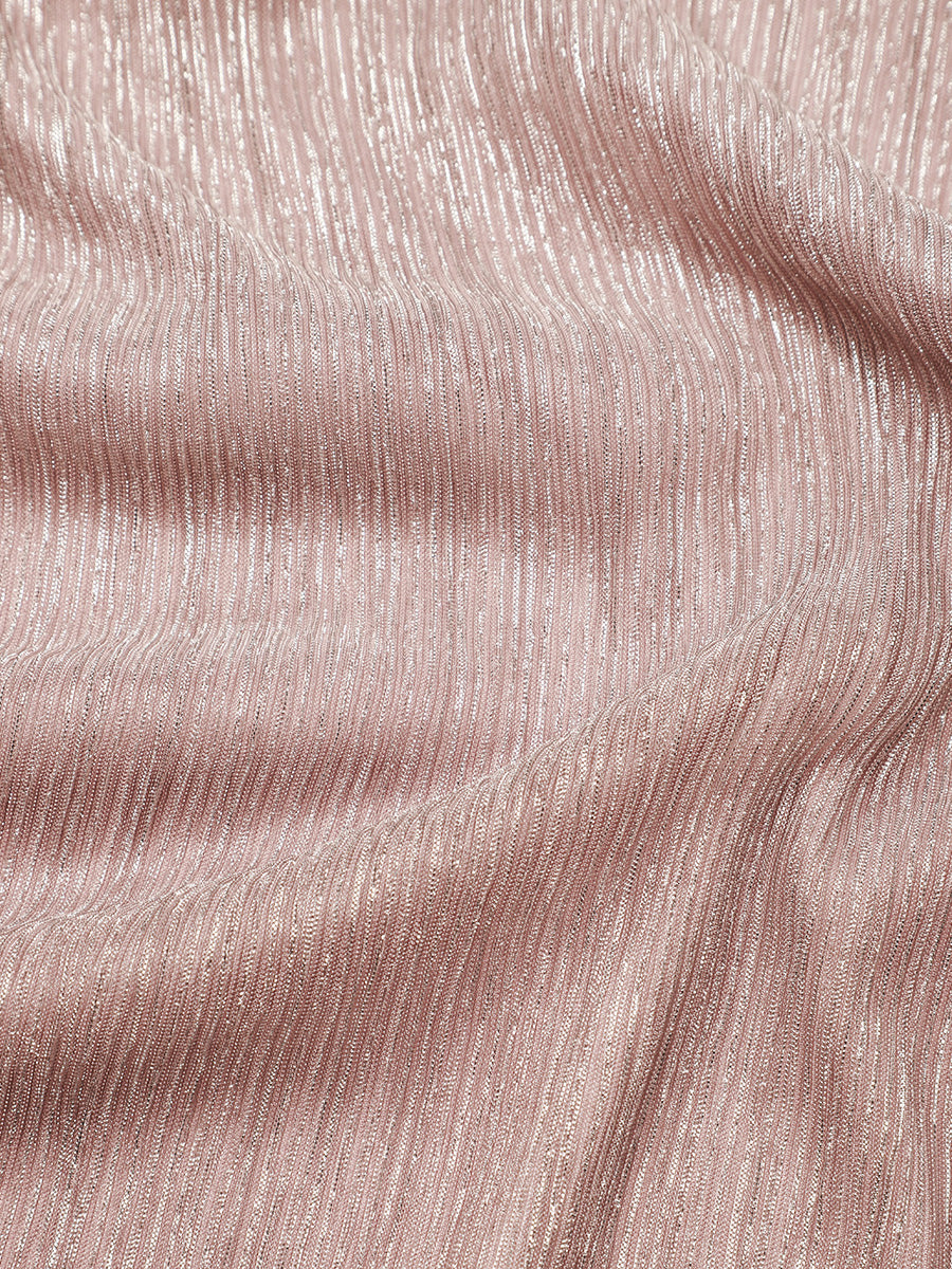Plus Size Pleating Lurex Tulle Shimmer Sleeveless Evening Dress #color_Pink