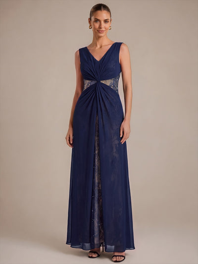 See-through Chiffon Sleeveless Evening Dress