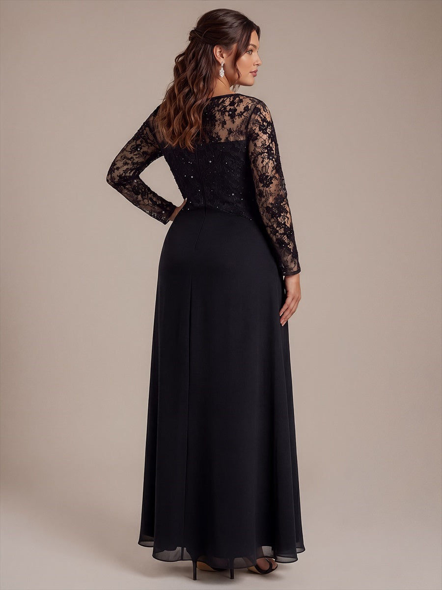 Plus Size See-through Chiffon Evening Dress #color_Black