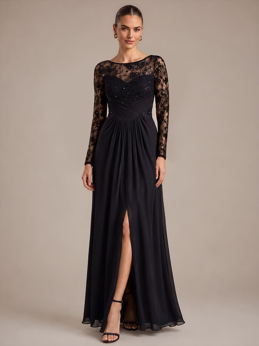 long sleeve black dress with split Chiffon Maxi Length Round neckline A-line Fitted Back zipper It features classy long Garvee Fluted 5 Drawer ld1/26/26 Option:25/BX | Size : 3 1/2