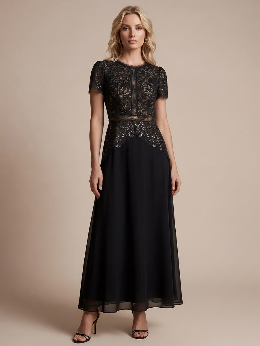 Ever-Pretty Sequin Lace Round Neck Formal Summer Formal Wedding Guest Dress with Short Sleeves Ever-Pretty Sequin Lace Round Neck Formal Summer Formal Wedding Guest Dress with Short Sleeves