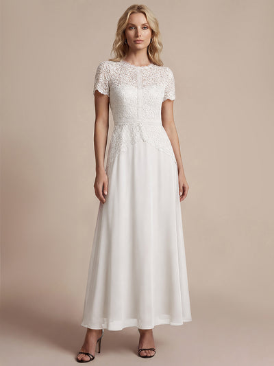 Sequin Lace Round Neck Evening Dress