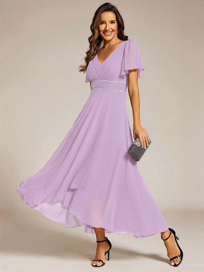 ever DAKOTA|Double V-Neck Waist Trimmed Chiffon Mother of the Bride Dress