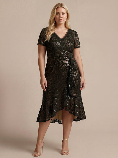 Plus Size Lace High Low Wedding Guest Dress