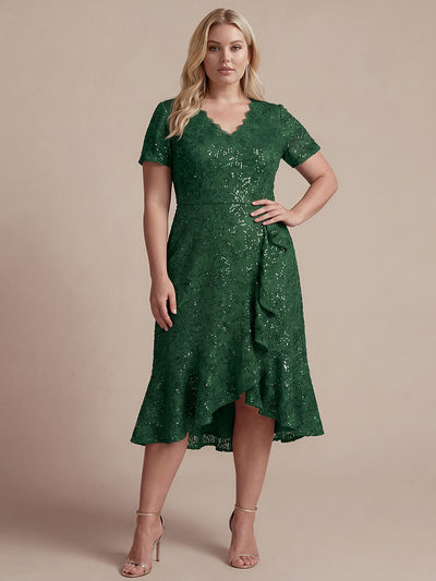Plus Size Lace High Low Wedding Guest Dress