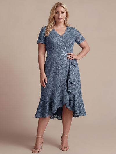 Plus Size Lace High Low Wedding Guest Dress