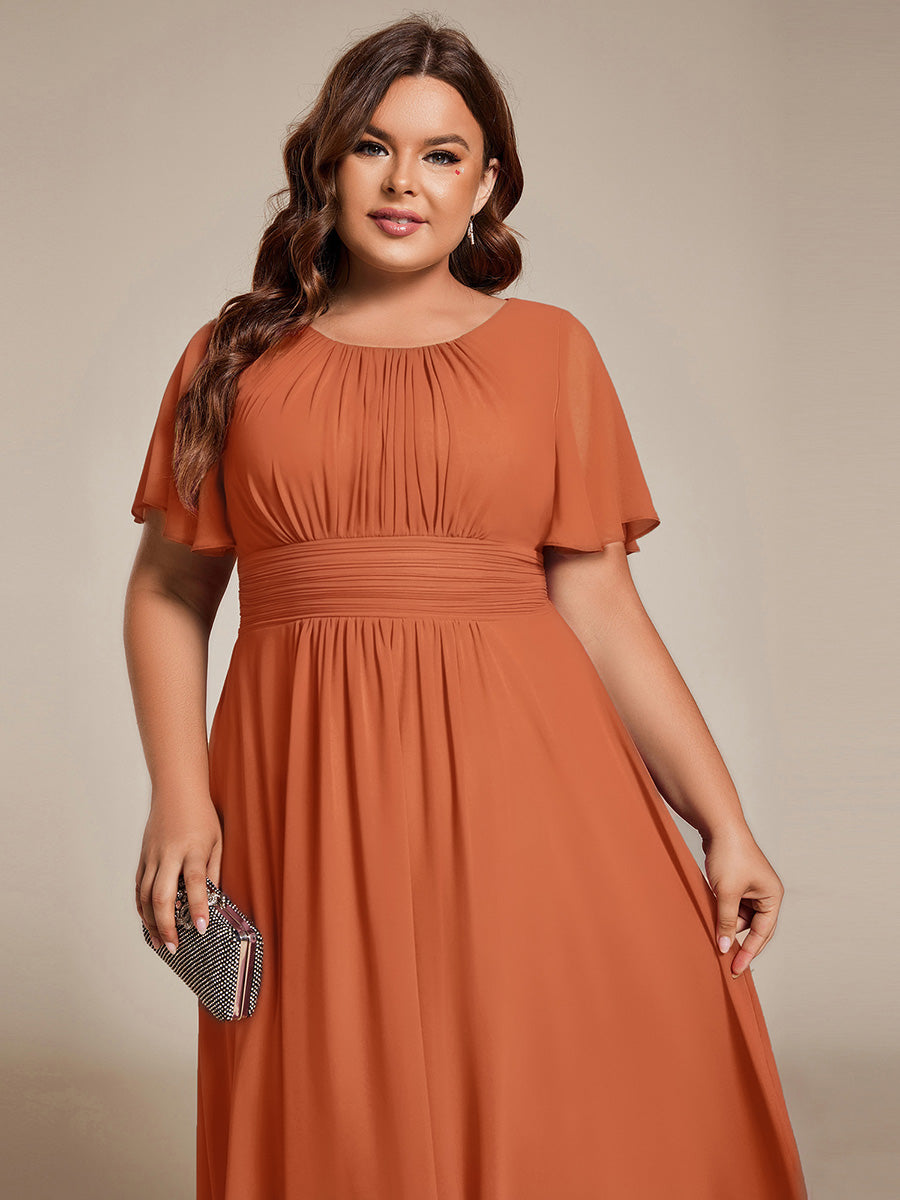 ever EDEN|Chic A-Line Pleated Knee-Length Flowy Chiffon Wedding Guest Dress
